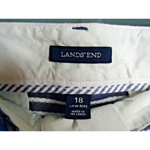 Land's End Low Rise Textured Shorts Horizontal Blue/White Striped Womens Size 18 - Picture 3 of 8
